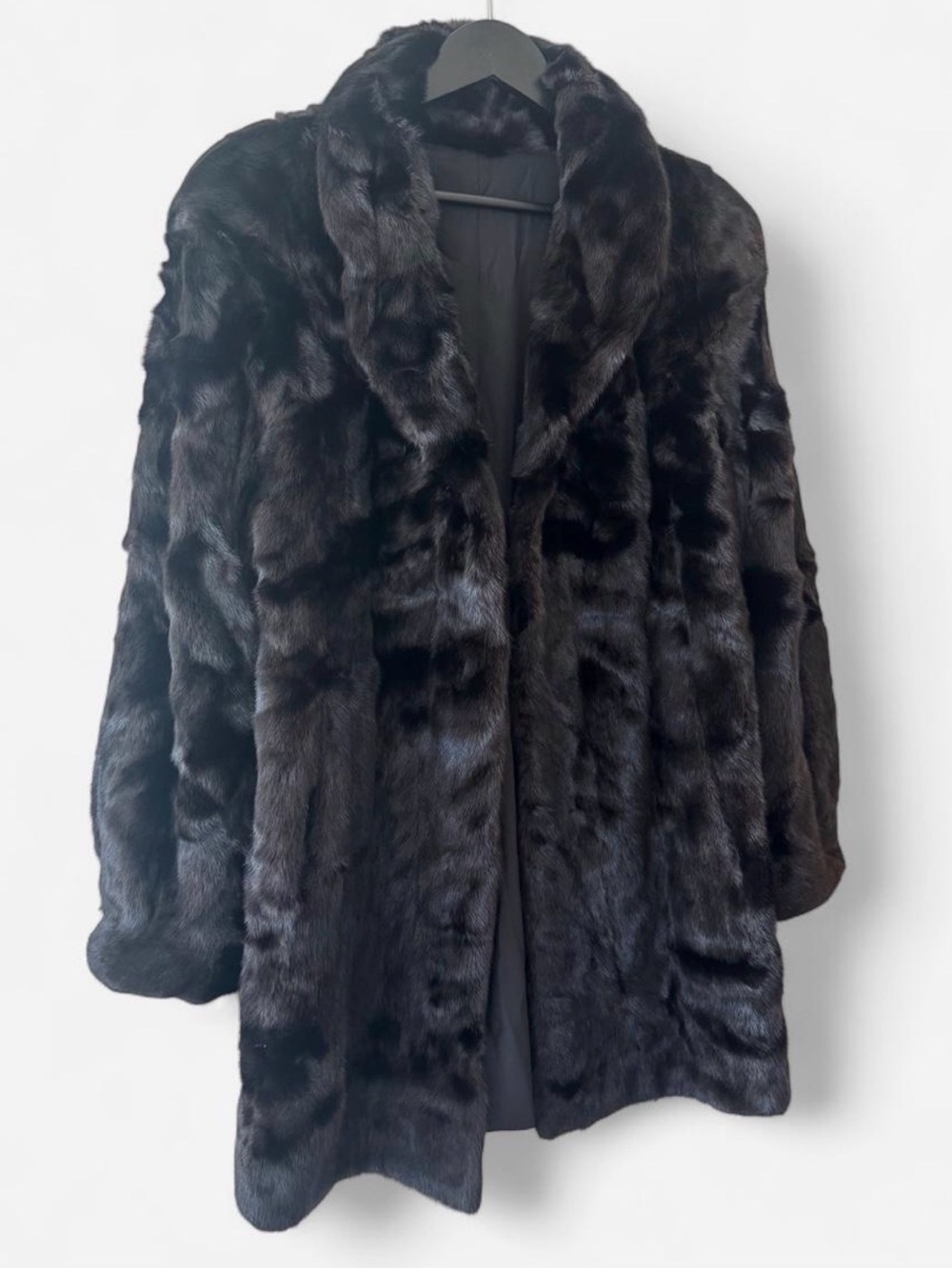 Vintage BLACKGLAMA Dark Ranch 100% Black Mink Coat Medium
